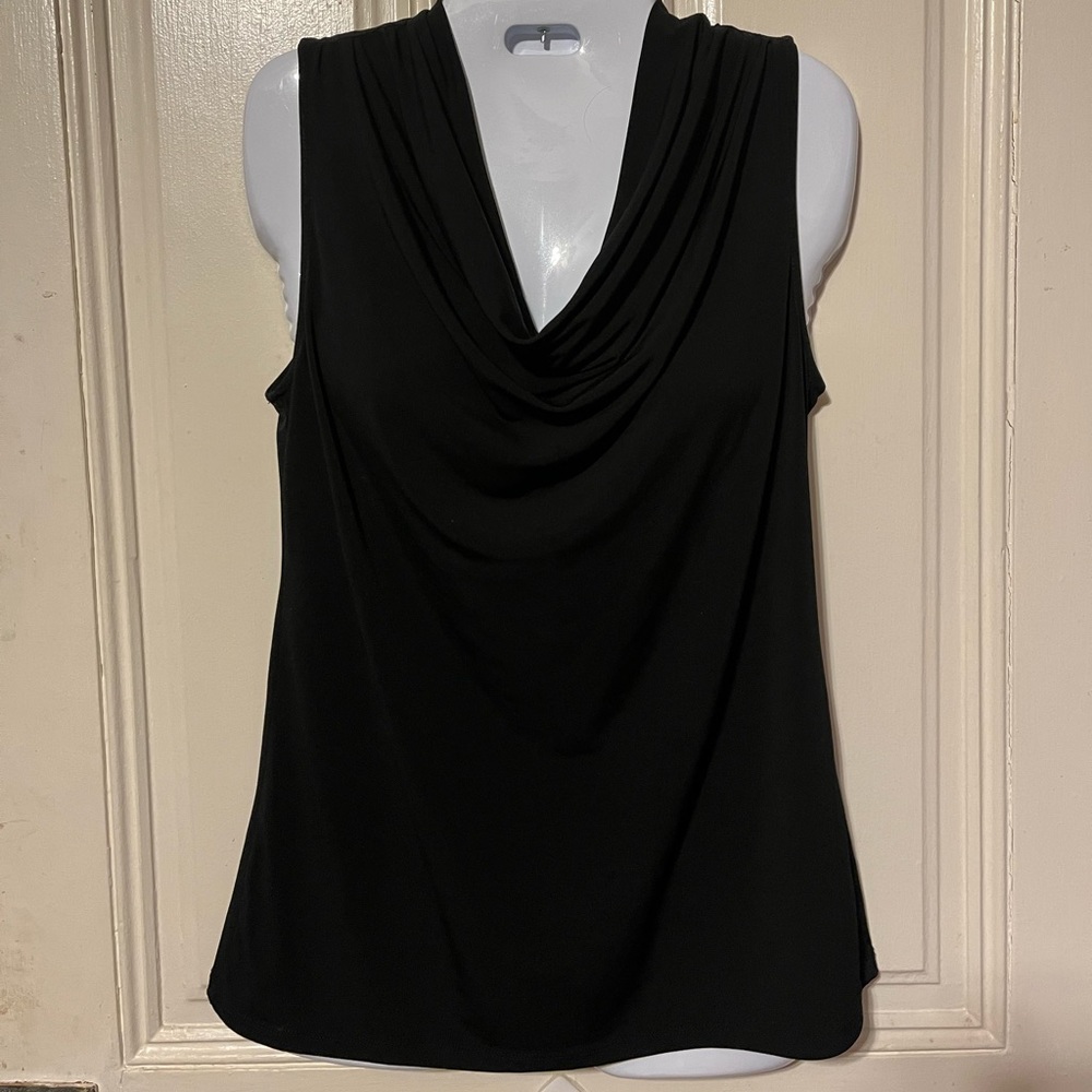 MERONA, black sleeveless, tank top size XS, soft gather at the v neck